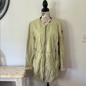 Mauritius Light Green Soft Lamb Leather Zip Up Jacket Women's size 8